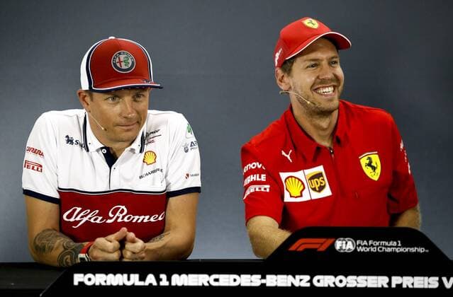 Motorsports: FIA Formula One World Championship, WM, Weltmeisterschaft 2019, Grand Prix of Germany, 7 Kimi Raikkonen (FIN, Alfa Romeo Racing), 5 Sebastian Vettel (GER, Scuderia Ferrari Mission Winnow), Hockenheim Germany