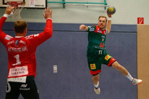 25 07 2019, xtgx, handball test match, SC Magdeburg GOG Svendborg emspor, v l Daniel Pettersson Magdeburg, 11 scores goal, goal scorer, scores goal, scores the goal Haldensleben