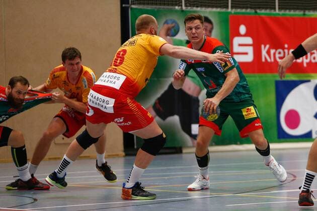 25 07 2019, xtgx, handball test match, SC Magdeburg GOG Svendborg emspor, v l Christoph Steinert Magdeburg at the ball Haldensleben