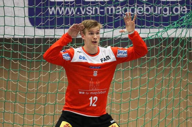 Goalkeeper Tobias Thulin SC Magdeburg Handball test game summer preparation season 2019 2020 points game SC Magdeburg vs. GOG Svendborg in the Ohrelandhalle in Haldensleben single picture, action, Germany, handball, man, men, 25 07 2019