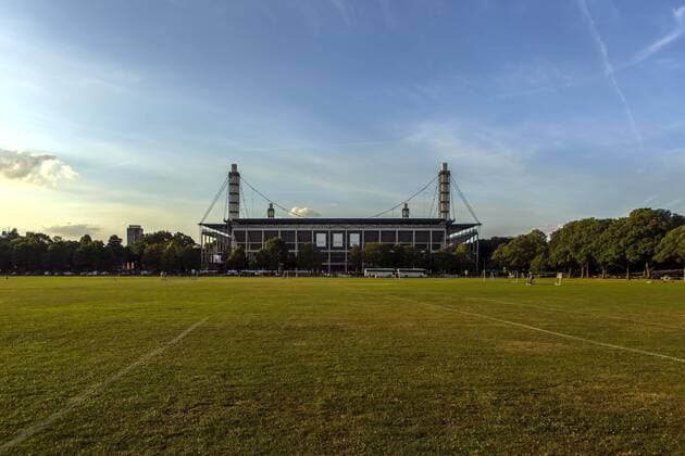 View of the south curve of the Rheinenergie Stadium over the Jahnwiese to the south stand Hans Schäfer south curve of the Rheinenergie Stadium The Rheinenergiestadion, formerly Müngersdorfer Stadion, is a football stadium in Colognes Müngersdorf district and the venue of the football Bundesliga team 1 FC Köln A sponsorship agreement currently gives it the name of Colognes energy supplier RheinEnergie Rhein Energie Stadion Köln