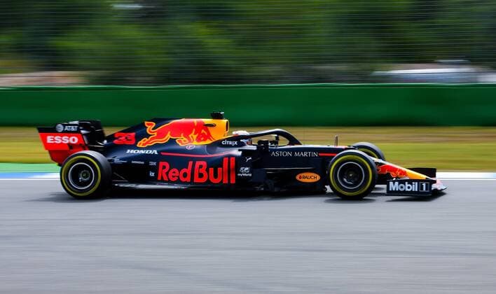 27 07 2019, xpsx, Motorsport FIA Formula 1, Mercedes Benz Grand Prix of Germany 2019 3 Free Practice v l Max Verstappen Aston Martin Red Bull Racing 33 NED Hockenheim