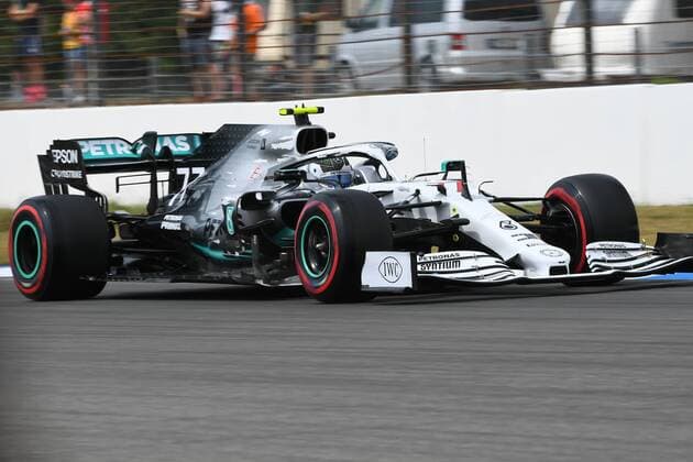 July 27, 2019, Hockenheim, Germany: Finnish driver Valtteri Bottas of German team Mercedes-AMG Petronas Motosport driving his single-seater Mercedes W10 dwith special livery for 125th year of motorsport activity, during the 78th edition of the German GP, 11th stage of the Formula 1 World Championship, WM, Weltmeisterschaft in Hockenheimring Circuit, in Hockenheim, Germany, on 27 July 2019. .F1 Grand Prix of Germany - Final Practice - ZUMAn230 20190727_zaa_n230_079 Copyright: xAndreaxDiodatox
