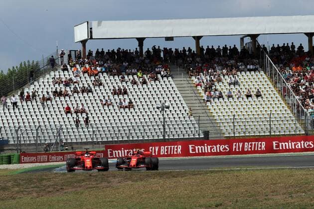 Photo4 LaPresse 27 07 2019 Hockenheim, Germany Grand Prix Formula One Germany 2019 In the pic: Sebastian Vettel (GER) Scuderia Ferrari SF90 and Charles Leclerc (MON) Scuderia Ferrari SF90  Copyright: xPhoto4 LaPressex