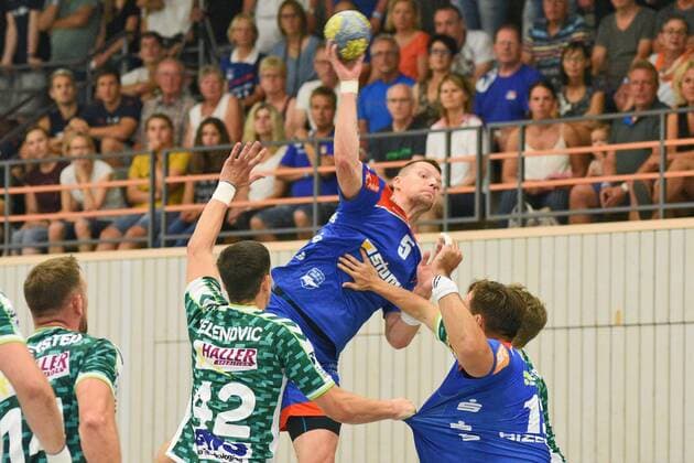 Roman Kirveliavicius HBW Balingen Weilstetten 5 Handball , men , preparation , tournament , Altensteig , S Cup , 27 07 2019, photo TBaur Eibner S Cup Frisch Auf Goeppingen HBW Balingen Weilstetten Altensteig Copyright: xEIBNER TobiasxBaurx EP_TBR
