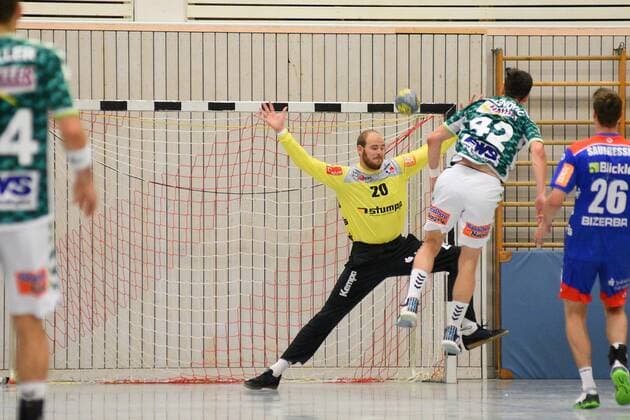 Mike Jensen HBW Balingen Weilstetten 20 in goal Handball , men , preparation , tournament, Altensteig , S Cup , 27 07 2019, photo TBaur Eibner S Cup Frisch Auf Goeppingen HBW Balingen Weilstetten Altensteig Copyright: xEIBNER TobiasxBaurx EP_TBR