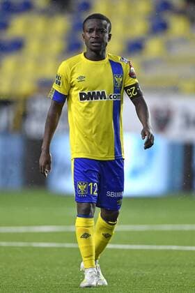 STVV s Samuel Asamoah pictured during a soccer match between Sint-Truiden VV and Royal Excel Mouscron, Saturday 27 July 2019 in Sint-Truiden, on the first day of the Jupiler Pro League Belgian soccer championship season 2019-2020. JOHANxEYCKENS  x05634808x