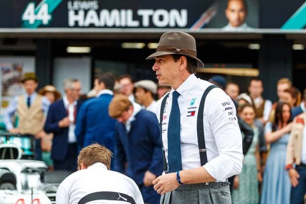 Toto Wolf Teamchef Mercedes AMG Petronas Formula One Team in nostalgic outfit, Mercedes Benz Grand Prix of Germany 2019, Motorsport, Formula 1, 28 07 2019, Mercedes Benz Grand Prix of Germany 2019, Motorsport, Formula 1, 28 07 2019 Hockenheim Copyright: xEIBNER AlexanderxNeisx EP_ANS