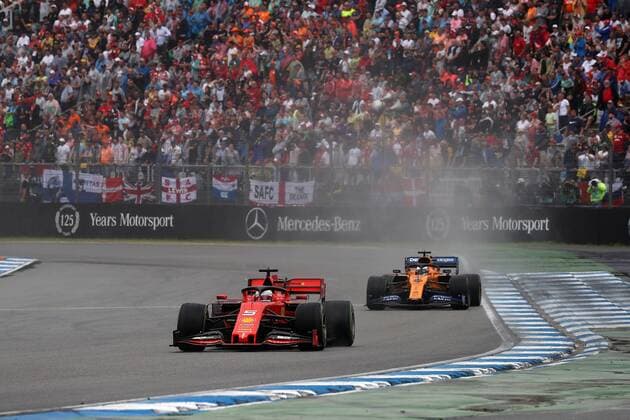 Photo4 LaPresse 28 07 2019 Hockenheim, Germany Grand Prix Formula One Germany 2019 In the pic: Sebastian Vettel (GER) Scuderia Ferrari SF90 and Carlos Sainz Jr (ESP) Mclaren F1 Team MCL34  Copyright: xPhoto4 LaPressex