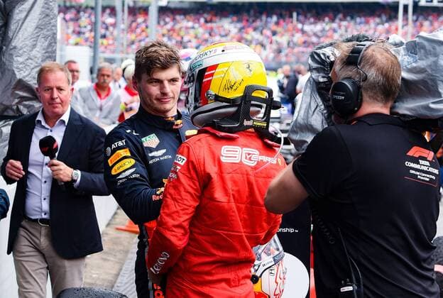 28 07 2019, xpsx, Motorsport FIA Formula 1, Mercedes Benz Grand Prix of Germany 2019 Race v l Winner Max Verstappen Aston Martin Red Bull Racing 33 NED , Sebastian Vettel Scuderia Ferrari Mission Winnow 5 GER Hockenheim