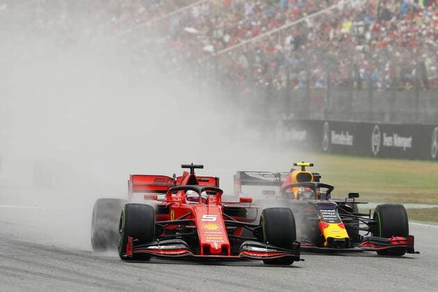 Motorsports: FIA Formula One World Championship, WM, Weltmeisterschaft 2019, Grand Prix of Germany, 5 Sebastian Vettel (GER, Scuderia Ferrari Mission Winnow), 10 Pierre Gasly (FRA, Aston Martin Red Bull Racing), Hockenheim Germany