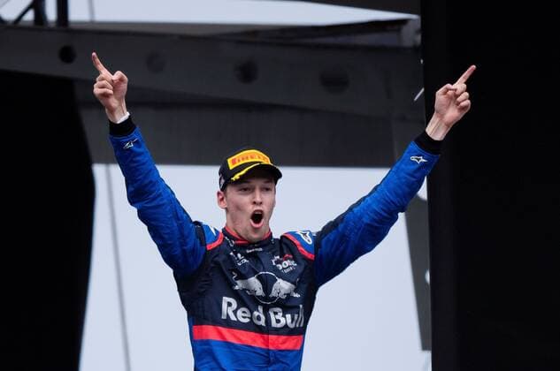 28 07 2019, xpsx, Motorsport FIA Formula 1, Mercedes Benz Grand Prix of Germany 2019 race v l Jubel Daniil Kvyat Red Bull Toro Rosso Honda 26 RUS Hockenheim