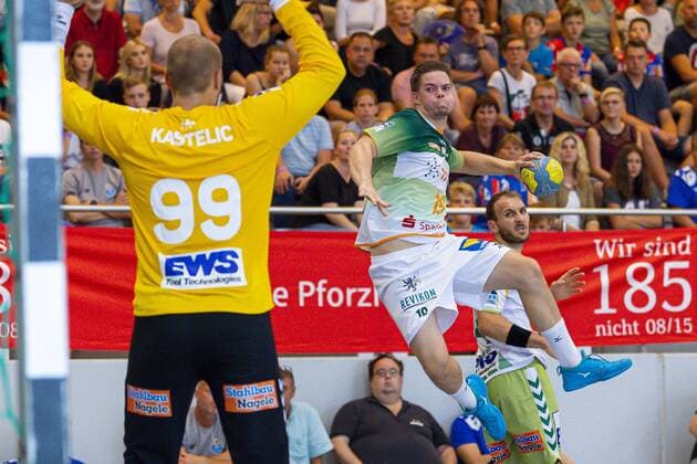 Altensteig, Germany 28 July 2019 HBL S Cup 19 20 FA Göppingen vs HSG Wetzlar vs. Urh Kastelic Goeppingen , Lars Weissgerber Wetzlar Altensteig Eichwaldhalle Baden Württemberg Germany