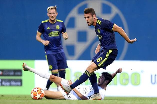Zagreb: Uzvratni susret 2. pretkola Lige prvaka izmeÄ‘u Dinama i Saburtala 30.07.2019., Zagreb, Croatia - 2nd leg of Second Qualifying round of UEFA Champions League between GNK Dinamo and FC Saburtalo at Maksimir Stadium.Ivo Pinto, Grigol Chabradze.  LukaxStanzl PIXSELL