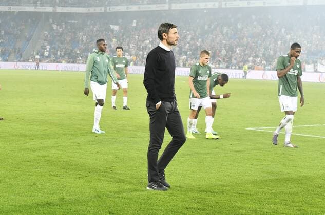 30 07 2019 Basel , Football Men UEFA Champions League Qualification Season 2019 2020 FC Basel PSV Eindhoven In picture Coach Mark Van Bommel Eindhofen after end of match Action