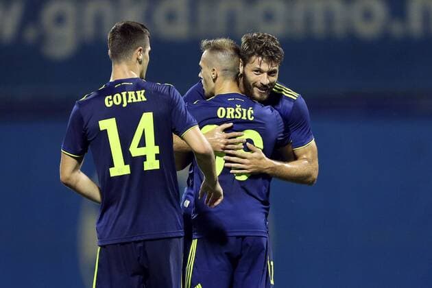 UEFA Champions League - Second Qualifying round 2nd leg - GNK Dinamo vs FC Saburtalo 30.07.2019., Zagreb, Croatia - 2nd leg of Second Qualifying round of UEFA Champions League between GNK Dinamo and FC Saburtalo at Maksimir Stadium. Amer Gojak, Mislav Orsic, Bruno Petkovic.  LukaxStanzl PIXSELL