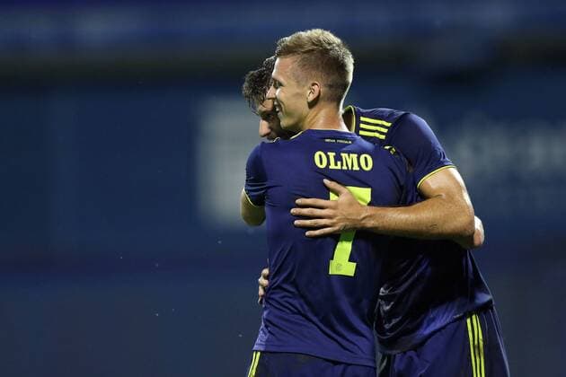 UEFA Champions League - Second Qualifying round 2nd leg - GNK Dinamo vs FC Saburtalo 30.07.2019., Zagreb, Croatia - 2nd leg of Second Qualifying round of UEFA Champions League between GNK Dinamo and FC Saburtalo at Maksimir Stadium. Bruno Petkovic, Dani Olmo  LukaxStanzl PIXSELL