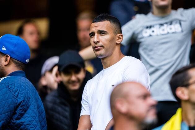 190731 Nabil Bahoui of AIK in the stands during the UEFA Champions League qualifying match between AIK and Maribor on July 31, 2019 in Stockholm Photo Jesper Zerman BILDBYRAN Cop 234 Fotboll Football UEFA Champions League 2019 2020 Champions League qualification CL AIK Maribor,  Copyright: JESPERxZERMAN BB190731JZ010