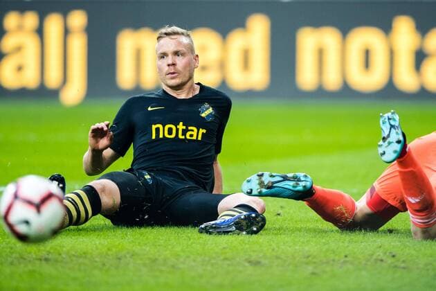 190731 Kolbeinn Sigthorsson of AIK looks dejected during the UEFA Champions League qualifying match between AIK and Maribor on July 31, 2019 in Stockholm Photo Jesper Zerman BILDBYRAN Cop 234 Fotboll Football UEFA Champions League 2019 2020 Champions League qualification CL AIK Maribor Depp,  Copyright: JESPERxZERMAN BB190731JZ044