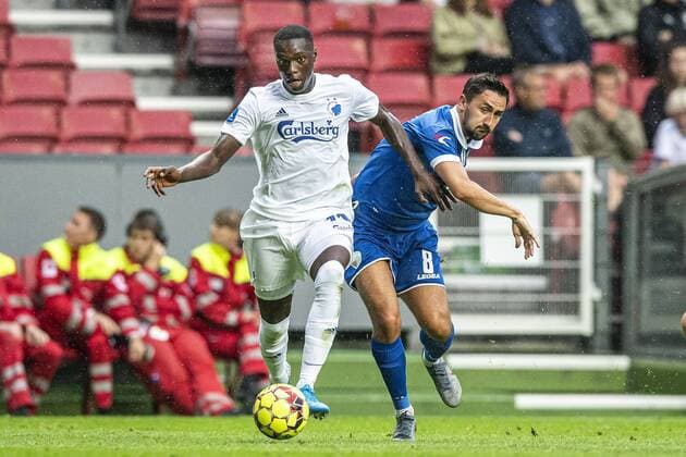 Mohamed Daramy 11, FC Copenhagen and Ryan Brobbell 8, The New Saints FC during the match in the Champions League Qualifier between FC Koebenhavn and The New Saints FC in the Park on Wednesday 31 July 2019, Copenhagen Denmark,  Copyright: AndersxKjaerbyex-xRitzauxScanpix AndersxKjaerbyex cop101 spdk20190731-204604-L