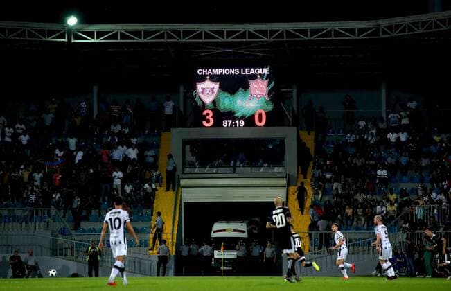 UEFA Champions League Second Qualifying Round Second Leg, Dalga Arena, Baku, Azerbaijan 31 7 2019 Qarabag vs Dundalk A view of the final score late in the game A view of the final score late in the game 31 7 2018  Copyright: x©INPHO RyanxByrnex RB2_0122