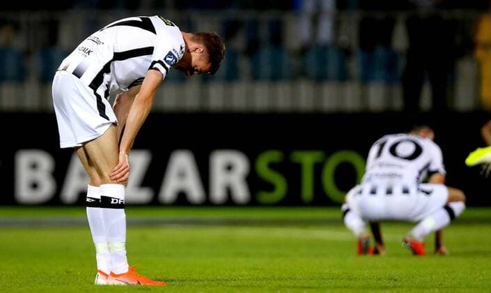 UEFA Champions League Second Qualifying Round Second Leg, Dalga Arena, Baku, Azerbaijan 31 7 2019 Qarabag vs Dundalk Dundalk s Daniel Kelly dejected after the game Daniel Kelly dejected 31 7 2018  Copyright: x©INPHO RyanxByrnex RB1_0371