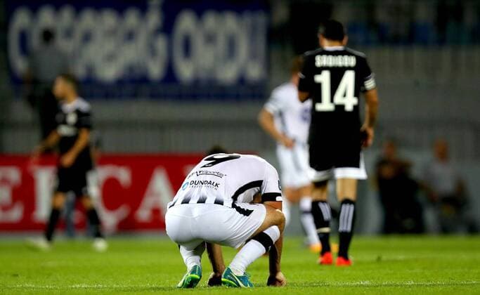 UEFA Champions League Second Qualifying Round Second Leg, Dalga Arena, Baku, Azerbaijan 31 7 2019 Qarabag vs Dundalk Dundalk s Pat Hoban dejected after his side s conceded a third goal Pat Hoban dejected after his side s conceded a third goal 31 7 2018  Copyright: x©INPHO RyanxByrnex RB1_0251