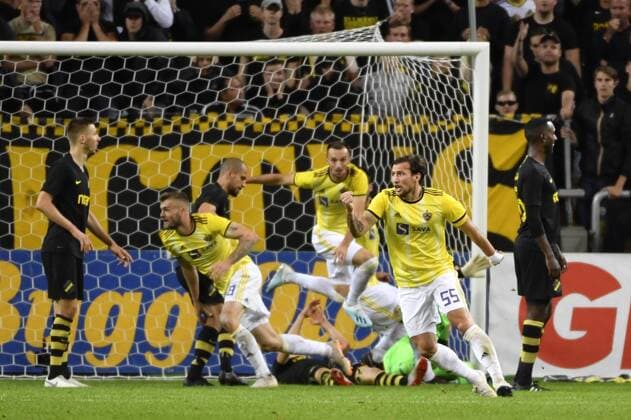 Maribor s Alexandru Cretu L celebrates scoring during the UEFA Champions League second qualifying round leg 2 soccer match between AIK and NK Maribor Slovenia at Friends Arena in Stockholm, Sweden, on July 31,2019 Stockholm SWEDEN SOCCER x11880x,  Copyright: xNainaxHelenxJama TTx KVAL CHAMPIONS LEAGUE AIK-MARIBOR