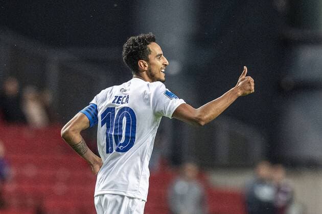 Carlos Zeca 10, FC Copenhagen, after the goal of 1 0 during the match in the Champions League qualifier between FC Copenhagen and The New Saints FC in the Park on Wednesday 31 July 2019, Copenhagen Denmark,  Copyright: AndersxKjaerbyex-xRitzauxScanpix AndersxKjaerbyex cop101 spdk20190731-220742-L