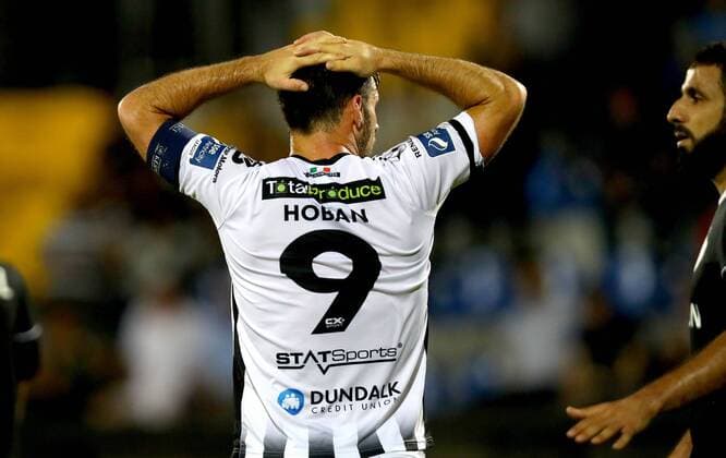UEFA Champions League Second Qualifying Round Second Leg, Dalga Arena, Baku, Azerbaijan 31 7 2019 Qarabag vs Dundalk Dundalk s Pat Hoban reacts to a missed chance Pat Hoban reacts to a missed chance 31 7 2018  Copyright: x©INPHO RyanxByrnex RB1_9945