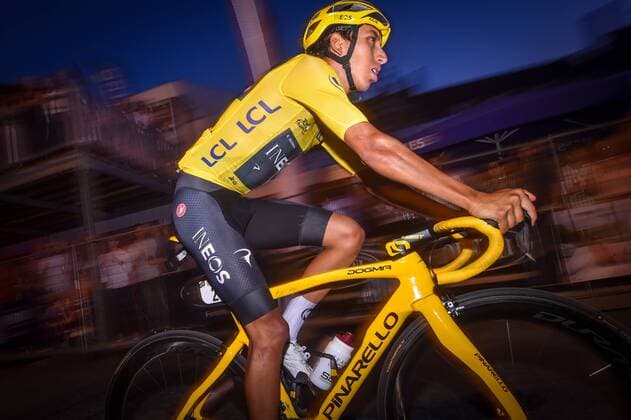 Colombian Egan Bernal of Team Ineos pictured in action during the Natourcriterium Herentals cycling race, Thursday 01 August 2019 in Herentals. The contest is a part of the traditional criteriums , local races in which mainly cyclists who rode the Tour de France compete. LUCxCLAESSEN  x05636658x