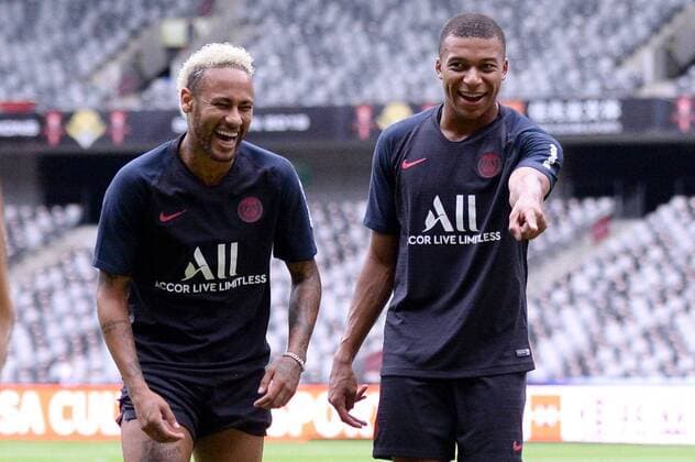 Bilder des Jahres 2019, Sport 08 August Sport Themen der Woche KW31 Sport Bilder des Tages JOIE - 10 NEYMAR JR (PSG) - 07 KYLIAN MBAPPE (PSG) FOOTBALL : Conferences de Presse et entrainements Paris SG vs Rennes - Trophee des Champions - 02 08 2019 FEP Panoramic 