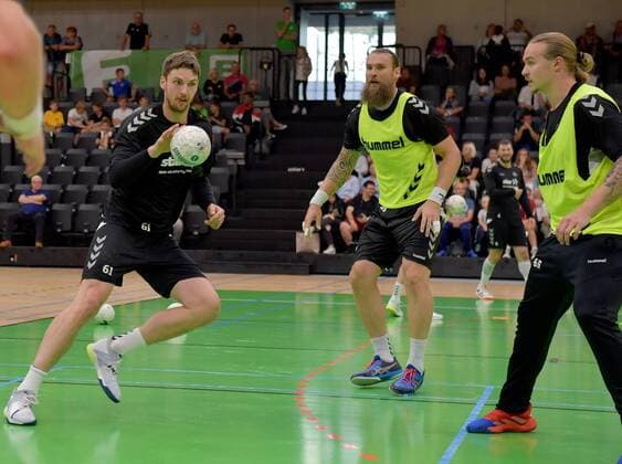 HANDBALL - HBL, THW Kiel, training camp GRAZ,AUSTRIA,02.AUG.19 - HANDBALL - HBL, Handball Bundesliga, THW Kiel, training camp. Image shows Hendrik Pekeler, Pavel Horak and Lukas Nilsson (Kiel). GEPAxpictures xMichaelxRiedler