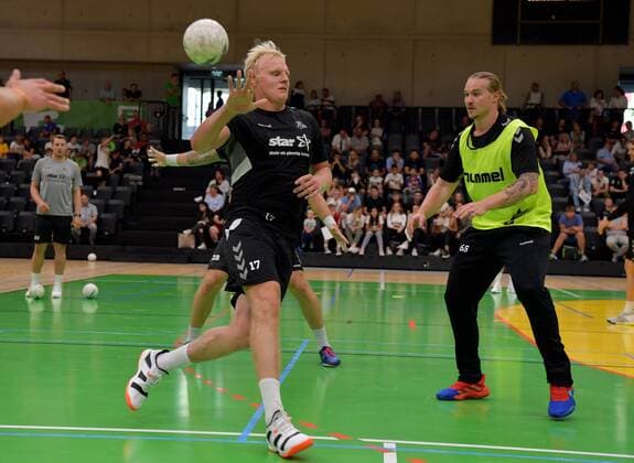 HANDBALL - HBL, THW Kiel, training camp GRAZ,AUSTRIA,02.AUG.19 - HANDBALL - HBL, Handball Bundesliga, THW Kiel, training camp. Image shows Patrick Wiencek and Lukas Nilsson (Kiel). GEPAxpictures xMichaelxRiedler