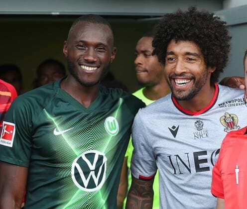 VfL vs Nizza, Test match Wolfsburg, 03 08 2019, FOßBALL VfL Wolfsburg vs OGC Nizza, Test match, 2019 season 20 Josuha Guilavogui VfL Wolfsburg , Dante OGC Nizza Wolfsburg