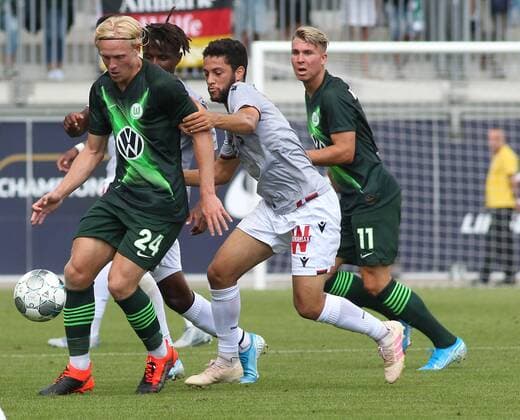 VfL vs. Nice football, season 2019 2020, Bundesliga, VfL Wolfsburg, friendly match, VfL Wolfsburg vs. OGC Nice, picture shows Xaver Schlager VfL, 24 Wolfsburg