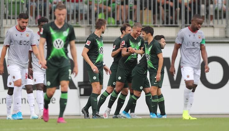 Goal Celebration Jeffrey Bruma VfL Wolfsburg DFL REGULATIONS PROHIBIT ANY USE OF PHOTOGRAPHS AS IMAGE SEQUENCES AND OR QUASI VIDEO