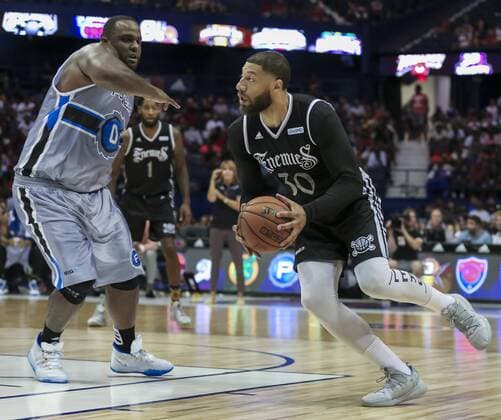 Saturday Aug 3 - Enemies Royce White drives baseline during the Big3 game between Power vs the Enemies at the Allstate Arena in Rosemont, IL. Gary E. Duncan Sr CSM Big3 Basketball 2019: Power vs Enemies Aug 3 - ZUMAc04_ 20190729_zaf_c04_233 Copyright: xGaryxExDuncanxSrx