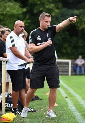 Soccer, Men, Season 2019 2020, NOFV Oberliga Nord 1 Matchday , SV Tasmania Tennis Borussia, v l Co Coach Sascha Schrödter TeBe, Tennis Borussia , Coach Dennis Kutrieb TeBe, Tennis Borussia , 04 08 2019, Copyright: xMatthiasxKochx