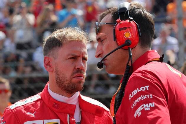 Photo4 LaPresse 04 08 2019 Budapest, Hungary Grand Prix Formula One Hungary 2019 In the pic: Sebastian Vettel (GER) Scuderia Ferrari SF90 and Riccardo Adami (ITA) Ferrari Race Engineer  Copyright: xPhoto4 LaPressex