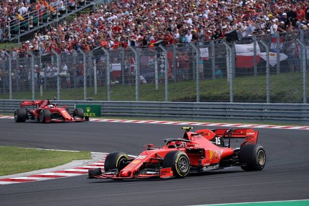 Photo4 LaPresse 04 08 2019 Budapest, Hungary Grand Prix Formula One Hungary 2019 In the pic: Charles Leclerc (MON) Scuderia Ferrari SF90 leads Sebastian Vettel (GER) Scuderia Ferrari SF90  Copyright: xPhoto4 LaPressex