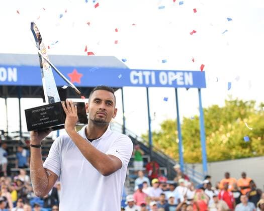 Bilder des Jahres 2019, Sport 08 August Sport Themen der Woche KW31 Sport Bilder des Tages August 4, 2019, Washington, D.C, U.S: NICK KYRGIOS holds the Citi Open trophy aloft after winning the 2019 Citi Open championship. Tennis 2019 - Citi Open - ZUMAg196 20190804_zap_g196_028 Copyright: xKylexGustafsonx