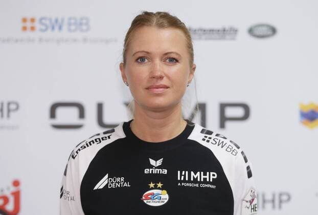 Stuttgart , Handball photo opportunity SG BBM Bietigheim , Valentyna Salamakha