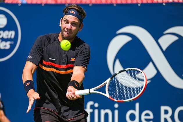 MONTREAL, QC - AUGUST 05: Cameron Norrie (GBR) returns the ball with a forehand shot during the ATP, Tennis Herren Coupe Rogers first round match on August 5, 2019 at IGA Stadium in Montreal, QC (Photo by David Kirouac Icon Sportswire) TENNIS: AUG 05 Coupe Rogers Icon190805008
