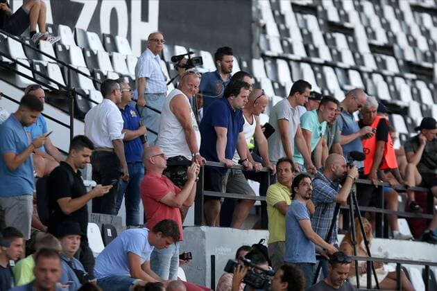 THESSALONIKI, 05-08-2019, Pre game Paok - Ajax. Champions League pre season 2019 2020. Fans and supporters on the stands during training. Ajax in Thessaloniki x4051030x Copyright: