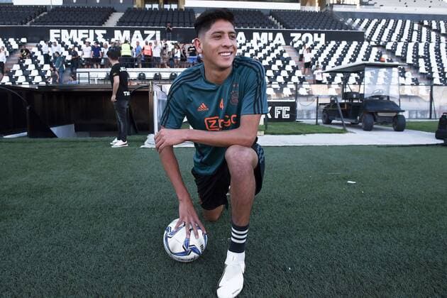 THESSALONIKI, 05-08-2019, Pre game Paok - Ajax. Champions League pre season 2019 2020. Ajax player Lisandro Martinez on the sidelines during training. Ajax in Thessaloniki x4051031x Copyright: