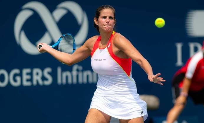 August 5, 2019, Toronto, CANADA: Julia Goerges of Germany in action during her first round match at the 2019 Rogers Cup WTA, Tennis Damen Premier Tennis 5 Tournament against Polona Hercog of Slovenia Rogers Cup 2019, Tennis, Toronto, Canada, Aug 5 - ZUMAa181 20190805_zaa_a181_024 Copyright: xAFP7x