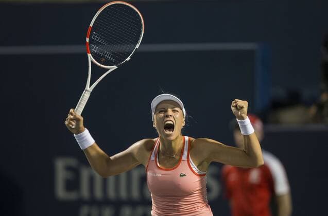 (190806) -- TORONTO, Aug. 6, 2019 -- Anett Kontaveit of Estonia celebrates victory after the first round of women s singles match against Maria Sharapova of Russia at the 2019 Rogers Cup in Toronto, Canada, Aug. 5, 2019. ) (SP)CANADA-TORONTO-TENNIS-ROGERS CUP-WOMEN S SINGLES ZouxZheng 