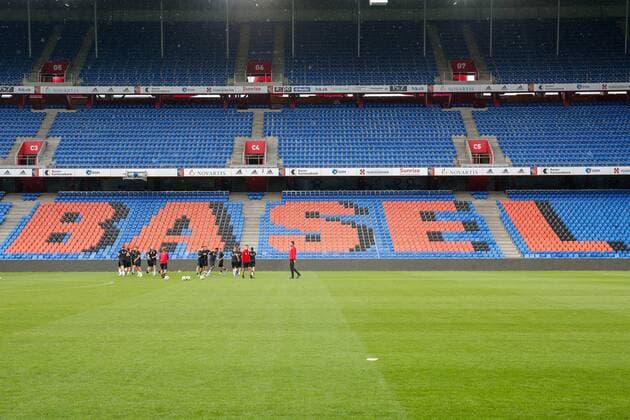SOCCER - CL quali, Basel vs LASK BASEL,SWITZERLAND,06.AUG.19 - SOCCER - UEFA Champions League qualification, FC Basel vs Linzer ASK, preview, training Basel. Image shows the team of LASK Linz. GEPAxpictures xPhilippxBrem