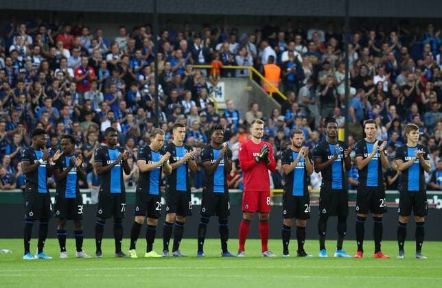 Sport Bilder des Tages Fußball, CL-Quali, FC Brügge - Dynamo Kiew Club s players pictured at the start of a game between Belgian soccer team Club Brugge and Ukrainian club Dynamo Kyiv, in the third qualifying round of the UEFA Champions League competition, Tuesday 06 August 2019 in Brugge. VIRGINIExLEFOUR  x05639411x